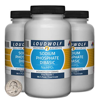 Sodium Phosphate Dibasic / 1.5 Pounds / 3 Bottles / 98+% Pure Food Grade/Fine Powder - size: 1.5 Pounds in 3 Bottles