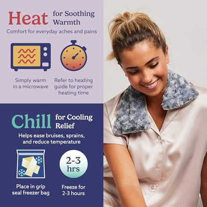 warmies Microwavable Neck & Shoulder Wrap - Heat & Cold Therapy Microwave Heating Pad - Lavender Scented Neck Warmer - Weighted Heat Pack for Pain Ease - 2 lb, 19 x 5 x 3 in, Curly Gray - color: Curly Gray