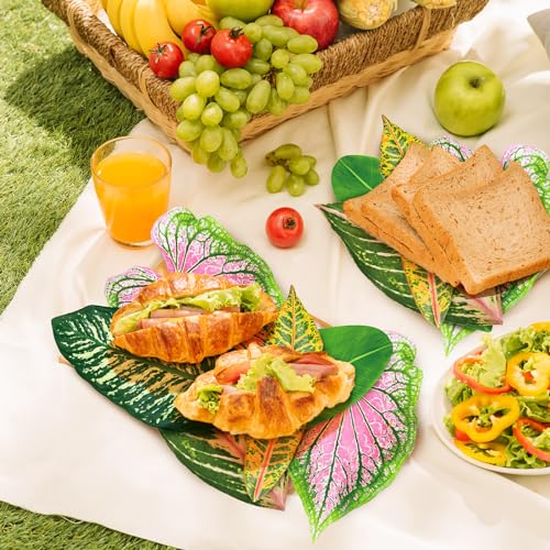 Kisston 50 Pcs Charcuterie Board Parchment Paper Tropical Leaves 8.7 Inch Paper Leaves for Cheese Board Double Sided Tropical Parchment for Holiday Party Decorations Table Food Serving