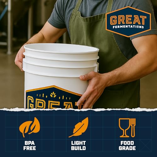 6.5 Gallon Fermenting Bucket - BPA Free Food Grade Fermentation Bucket without Lid - Multi-purpose Reusable Brewing Container with Handle - Fermenter For Home Brewing Enthusiasts - size: Bucket Only