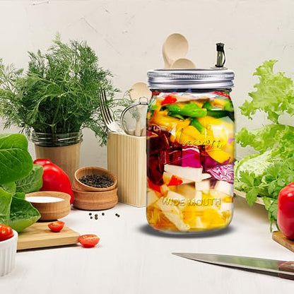 Mason Jars 32 oz,12 Pack Quart Wide Mouth Mason Jar With Airtight Lids,Glass Canning Jars for Fermenting, Pickling,Meal Prep,Overnight Oats & Centerpieces - color: 32oz-Clear-12Pack