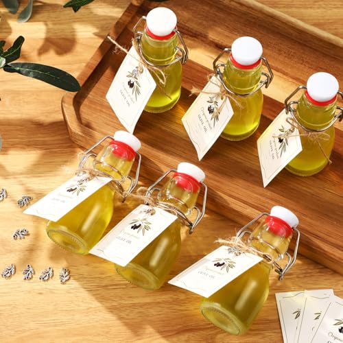 20 Sets Mini Limoncello Bottles Small Swing Top Glass Bottles Tiny Jar for Table Centerpieces Beverages Homemade Christmas Baby Shower Wedding Party Favors for Guests(2oz,Olive) - size: 2oz, style: Olive