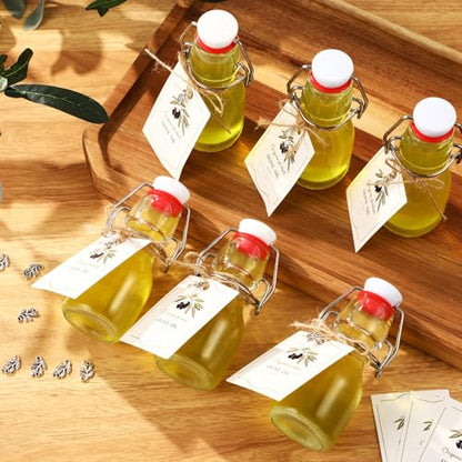20 Sets Mini Limoncello Bottles Small Swing Top Glass Bottles Tiny Jar for Table Centerpieces Beverages Homemade Christmas Baby Shower Wedding Party Favors for Guests(2oz,Olive) - size: 2oz, style: Olive