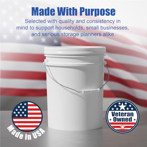 ePackageSupply 5 Gallon Bucket - Food Grade Bucket, Metal Handle Grip, BPA-Free, Heavy-Duty 90 Mil HDPE Plastic Pail, Stackable Utility Container, Made in USA, Lid Not Included, White, 6 Packs - color: White, size: 6 Packs