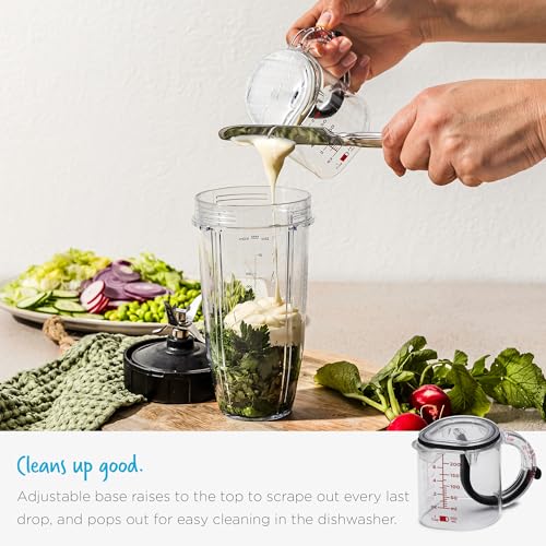 Dreamfarm Upcup All-in-1 Adjustable Measuring Cup, Metric & Imperial Measurements up to 1 Cup - Black/Clear | Measures dry and liquid ingredients and scrapes itself clean, easy-to-read metric and imperial measurements, microwave safe - size: Measures: 1 C