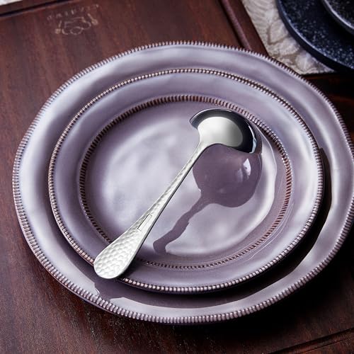 KEAWELL Premium 7.3" Hammered Gravy Ladle – 18/10 Stainless Steel – Exquisite Blend of Elegance and Functionality – Dishwasher Safe