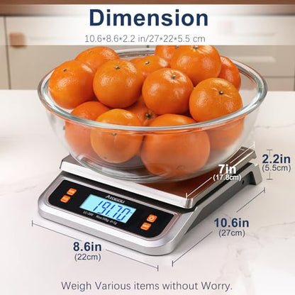ATOGOU 66lb Food Scale, Commercial Kitchen Scale Plug-in Usable with Full View LCD Display, Stainless Steel, for Baking, Bread, Cooking, Meat, Vegetables, Farm, Industry LC200 Silver - size: Silver 66 lb (30 kg)