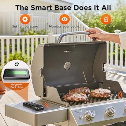 Newise Bluetooth Meat Thermometer with Smart APP, 800FT Wireless Range | LCD Base, Rechargeable Probe, Digital Food Thermometer for BBQ, Grill, Smoker, Perfect Gifts for Men - size: 1 Probe