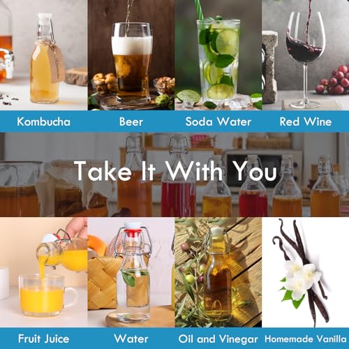 YEBODA 4oz Swing Top Glass Bottles,Small Flip Top Glass bottles with airtight Caps for Home Brewing,Kombucha,2nd Fermentation,Kefir,Beverages,Soda,Oils,Vinegar,Limoncello,Vanilla extract 9 Pack