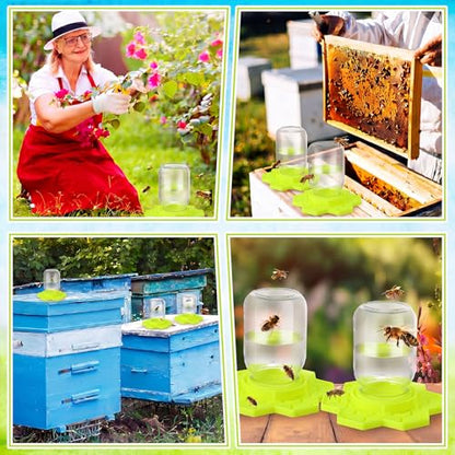 8 Pack Bee Feeder for Mason Jar Bee Watering Station Garden Silicone Sugar Water Feeder Beekeeping Drinking Equipment Tools with Mason Jars for Drinking Water(Yellow,Flower) - color: Yellow, style: Flower