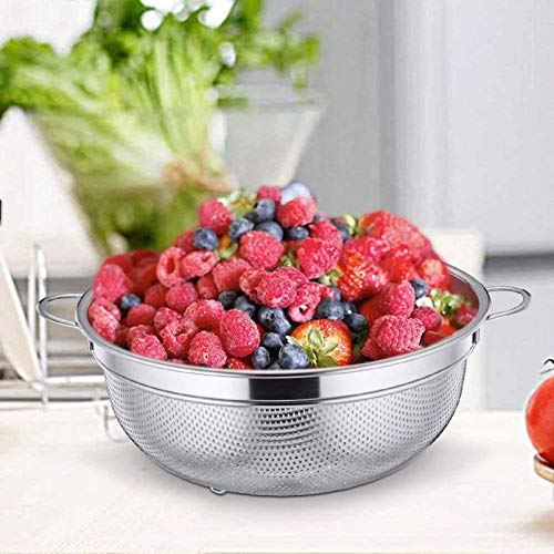 TeamFar Colander, 3qt Colander Strainer Stainless Steel, Solid Handle & Elevation Base, Micro-perforated & Dishwasher Safe - size: 3qt