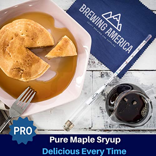 Brewing America USA-Made Maple Syrup Hydrometer - Density Meter for Sugar and Moisture Content Measurement – Made in America - BRIX & Baume Scales - Easy Read Red and Blue Line Calibrated