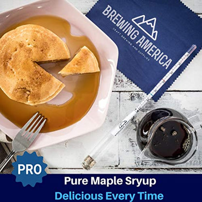 Brewing America USA-Made Maple Syrup Hydrometer - Density Meter for Sugar and Moisture Content Measurement – Made in America - BRIX & Baume Scales - Easy Read Red and Blue Line Calibrated