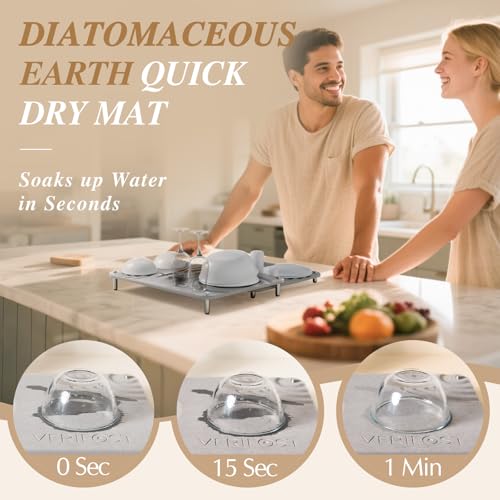 VERIFOST 2pcs Large Stone Drying Mat for Kitchen Counter, Quick Drying Matt Kitchen Counter, Large Drying Stone for Kitchen Counter, Diatomaceous Earth Dish Drying Mat, Moonlight Gray - color: Moonlight Gray
