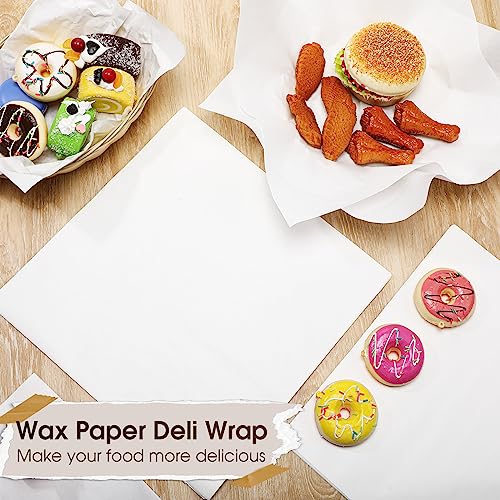 Spakon 1000 Sheets Wax Deli Paper Sheets for Food 12 x 12 Inch Checkered Dry Waxed Deli Basket Liners for Sandwich Wrapping, Food Basket Liners, Picnic party (White) - color: White