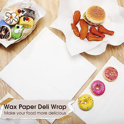 Spakon 1000 Sheets Wax Deli Paper Sheets for Food 12 x 12 Inch Checkered Dry Waxed Deli Basket Liners for Sandwich Wrapping, Food Basket Liners, Picnic party (White) - color: White