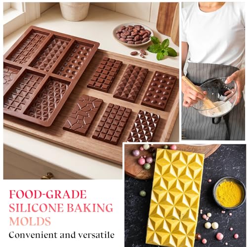 2 Pieces Silicone Break Apart Chocolate Moulds,Silicone Square Mold,Non-Stick Candy Chocolate Bar Mold,Reusable Candy Protein Silicone Chocolate Mold （B） - color: 2 Pieces