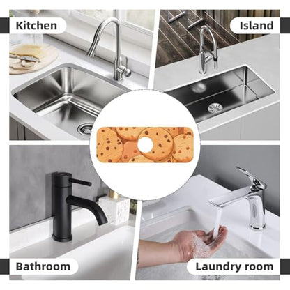 Kitchen Sink Faucet Mat Splash Guard, Chocolate Chip Cookies Super Absorbent Drying Mat, Non-Slip Drain Pad for Bathroom Counter - color: Chocolate Chip Cookies