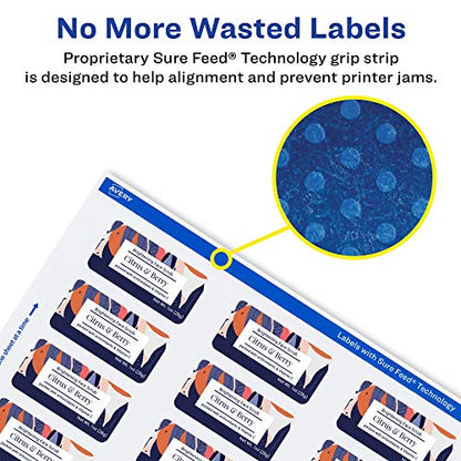 Avery Printable Durable White Rectangle Labels, Sure Feed Technology, 1" x 2", Print-to-the-Edge, Waterproof Labels, Laser & Pigment-Based Inkjet Compatible, 600 Total - style: 600 labels