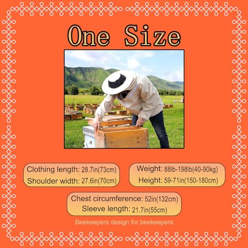 Bee Suit Bee Jacket Beekeeping Smock Protective Suit Jacket with Glovesfor Beginner & Professional Beekeepers