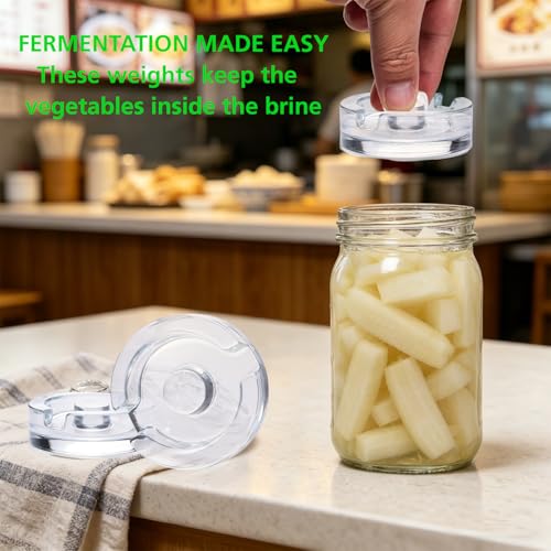 Fermentation Weight set of 4,Glass Fermenting Weights with Easy Grip Handle for Wide Mouth Mason Jars,Canning Weights for Home Pickling, Sauerkraut,Kimchi - style: Slotted(4 Pcs)