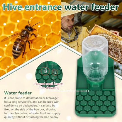 Bee Water Dispenser, Wall or Tree Mounted, for Bees, Butterflies, Hummingbirds and Insects, Green, 2 Pack
