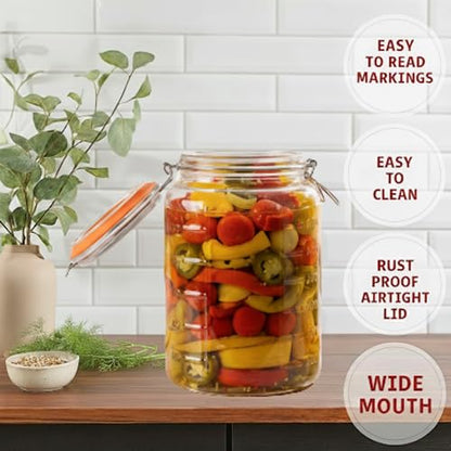 kitchentoolz 1-Gallon Mason Glass Fermenting Jar with Airlock Lid – Wide Mouth with Ounce & Milliliter Markings for Mead, Kombucha, Beer, Wine & Pickling - size: Pack of 1