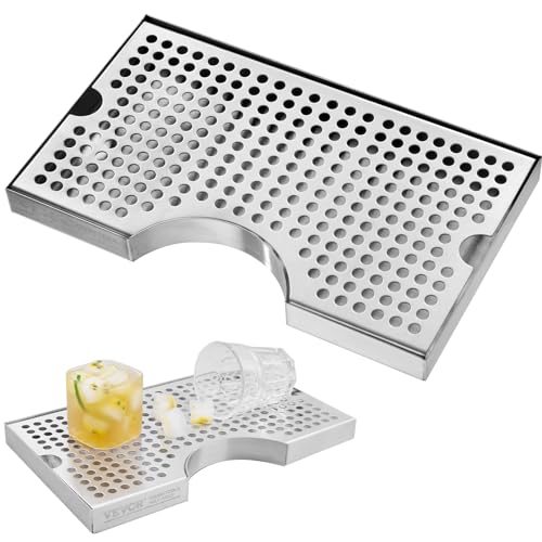 VEVOR Kegerator Beer Drip Tray, 304 Stainless Steel Keg Drip Trays with 4 Non-Slip Rubber Pads and Detachable Cover, Heat/Cold Resistant Beer Tower Drip Pan for Bar Restaurant Coffee Shop Home - style: U drip tray