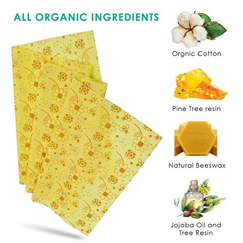 Reusable Beeswax Food Wraps, 13x39 Inch Eco-Friendly Beeswax Wraps for Bread Sustainable Food Storage Wraps Beeswax Paper Roll for Sandwich, Cheese - size: Flower