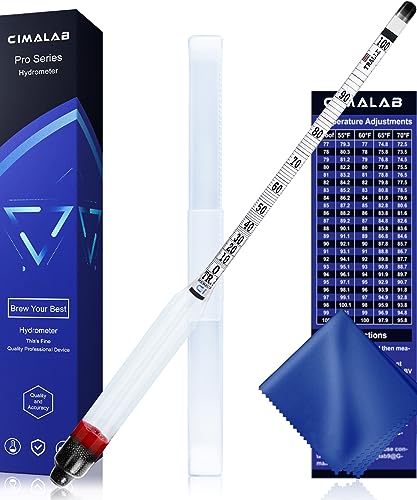 CIMALAB Hydrometer Alcohol Meter, Hydrometer Alcohol 0-200 Proof and Tralle Alcohol Hydrometer, Alcohol Proof Tester Hydrometer, Alcohol Tester for Liquor/Moonshine/Spirits/Proofing/Distilled