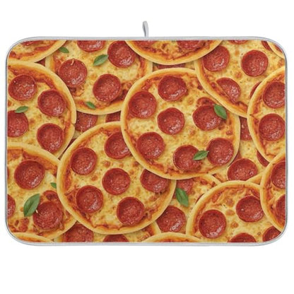Dish Drying Mats, Pizza Cheese Print Dishes Pad, Reversible Dish Drying Rack Mat Kitchen Counter Mat, 16x18in - size: 16x18in