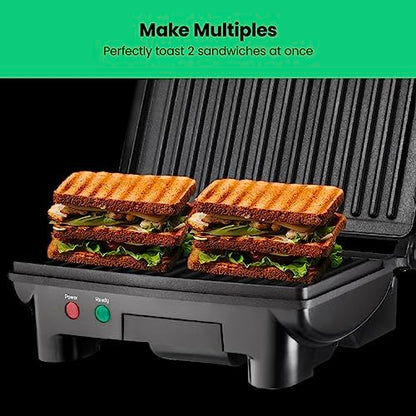 Chefman Electric Panini Press Grill,Compact 2-Slice Sandwich Maker,Non-Stick Coated Plates,Opens 180 Degrees,Dishwasher Safe,Removable Drip Tray,Stainless Steel/Black,(Pack of 4) - size: 2 Slice (Pack of 4)