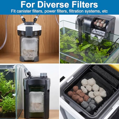 12 Pcs Aquarium Filter Media Bags, 8' X 6'' Extra Fine Mesh Bag Reusable | Aquarium Filter Media Bags with Zipper for Fish Tank Activated Carbon, Ceramic Rings
