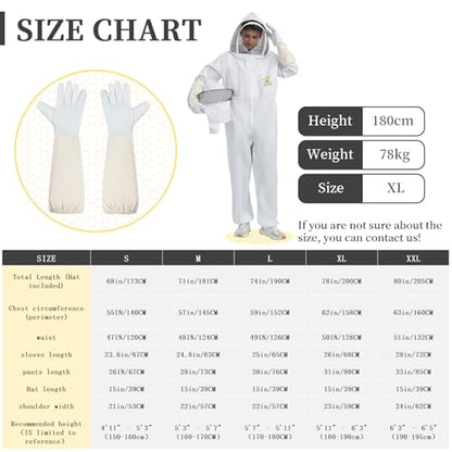 Sting Proof Full Body Bee Suit, Unisex, 2 Veils & Gloves, L(Fits 5'7"-5'11") | Unisex Ultralight Full Body Bee & Wasp Gear, A-Grade Goatskin Gloves, Detachable Veils, Apiary Backyard Halloween - size: L for 5'7" – 5'11"