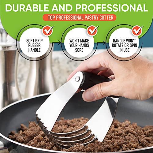 Spring Chef Dough Blender, Top Professional Pastry Cutter with Heavy Duty Stainless Steel Blades, Medium Size, Black - color: Black, size: 3" Medium
