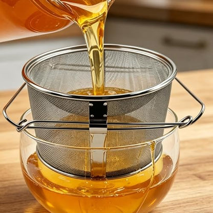 Double Strainer - Stainless Steel Double Sieve,Very Fine Mesh Strainer,for Beekeepers Kitchen Food Cooking Butter Beekeeping Hive