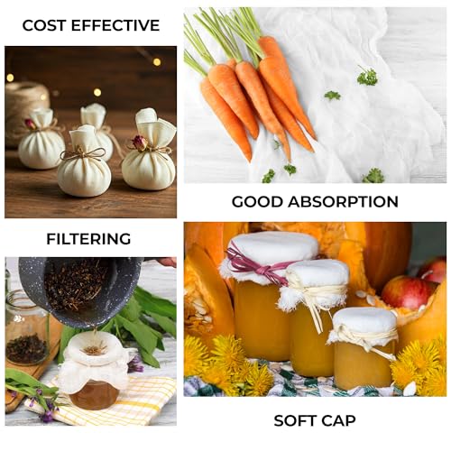 Dark White Premium Reusable Cheesecloth 100% Organic Cotton for Straining, Cooking, Nut Milk, Durable, Chemical-Free, Multi-Purpose Fabric for Crafts, and Household Needs (12 Pieces - Grade 100) - size: 12 Pieces - Grade 100