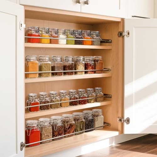 ComSaf Square Small 8 oz Glass Spice Jars with Airtight Lids 12 Pack Pantry | Jams herbs, Overnight oats, Pickling favors, Labels included, Funnel included, Pantry organization, Sourdough pickling - size: 8oz*12