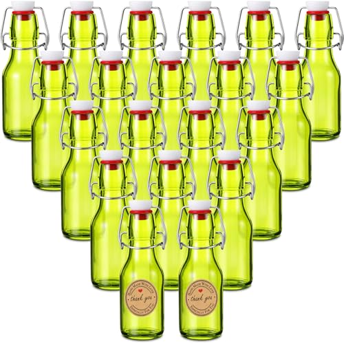 Queekay 20 Pack Mini Glass Bottles with Swing Top Lids, Airtight Flip Top Bottles for Vanilla Extract, Homemade Gifts, Party Favors(Green,4 oz) - color: Green, size: 4 oz