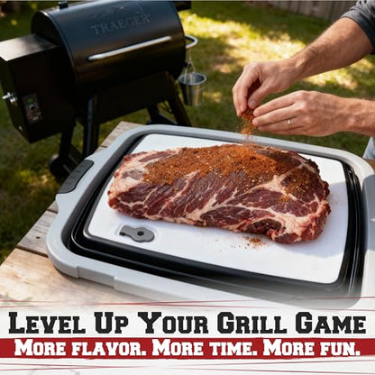 KITCHEN PERFECTION Collapsible XL Smoker & BBQ Prep Tub with Locking Lid & Cutting Board - Grill Caddy Container for Meat Marinating & Brine Perfect For Brisket, Turkey & Ribs - Best Gift For Men - color: Black