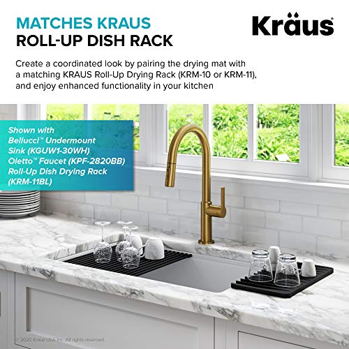 Kraus Self-Draining Silicone Dish Drying Mat or Trivet for Kitchen Counter in Black, KDM-10BL - color: Black, style: Drying Mat