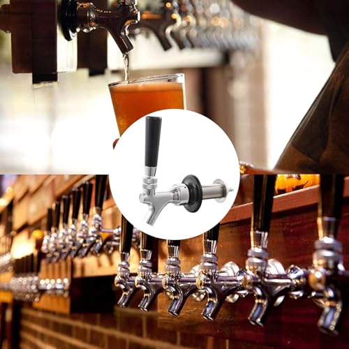 3" Shank Draft Beer Faucet Kit - Stainless Steel Core, Chrome Plated, Leak-Proof Beer Tap with 1/4" Barb for Keg Line Nipple Keg Faucet Shank for Homebrew Kegerator Tap Handle+ Cover - size: 3" Shank