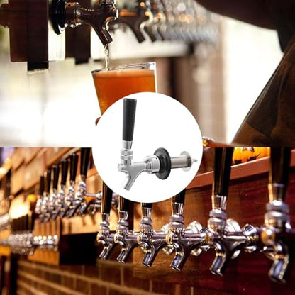 3" Shank Draft Beer Faucet Kit - Stainless Steel Core, Chrome Plated, Leak-Proof Beer Tap with 1/4" Barb for Keg Line Nipple Keg Faucet Shank for Homebrew Kegerator Tap Handle+ Cover - size: 3" Shank