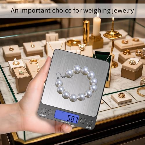 SKEAP Digital Jewelry Scale – 500g x 0.01g Precision Gold Scale for Jewelers & Collectors, Digital Coin Scale with Backlit LCD, Tare Function– Ideal for Gemstones, Bullion & Coins.