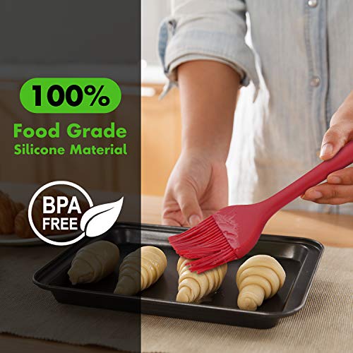 HOTEC 600℉ Heat Resistant BPA Free Silicone Marinading Meat Grill Basting Pastry Brush for Oil Butter Sauce Sausages Desserts Turkey Baster Grill Barbecue, Multicolor - color: Multicolor