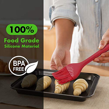 HOTEC 600℉ Heat Resistant BPA Free Silicone Marinading Meat Grill Basting Pastry Brush for Oil Butter Sauce Sausages Desserts Turkey Baster Grill Barbecue, Multicolor - color: Multicolor