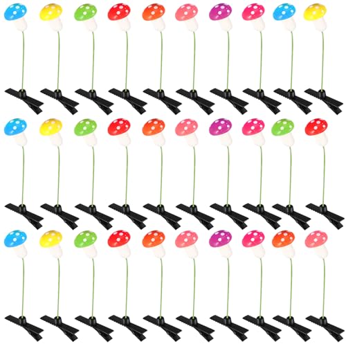 30 Pcs Bean Sprout Hair Clips Rave Mixed Style Plant Hairpins Hair Accessories for Party Irish(Mushroom) - style: Mushroom