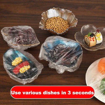 100Pcs Fresh Keeping Bags,Reusable Food Storage Covers, Stretchable Plastic Wrap Bowl Covers with Elastic Edging Stretch (100)