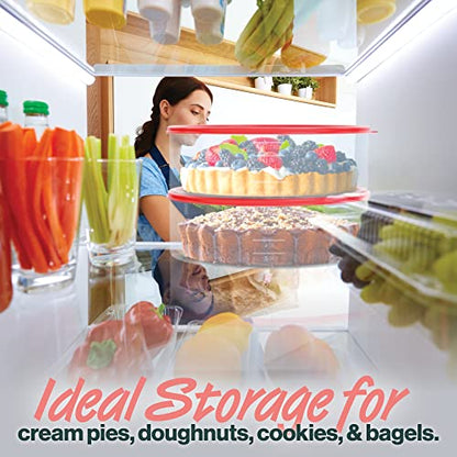 4 Pack Pie Carrier Cake Storage Container with Lid | 10.5" Large Round Plastic Cupcake Cheesecake Muffin Flan Cookie Tortilla Holder Storage Containers Airtight | Pie Keeper Transport Container - size: 4 Pack
