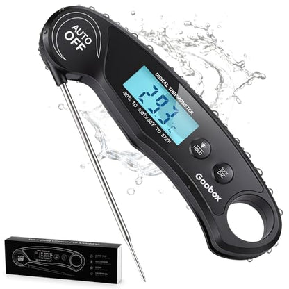 Meat Thermometer Digital, 1 Sec Instant Read, ±0.5°F, Waterproof | IPX5 Waterproof, Large Backlit Display, Magnetic Back, 4.1-Inch Probe, for Grilling, BBQ, Smoker and Cooking - color: Black